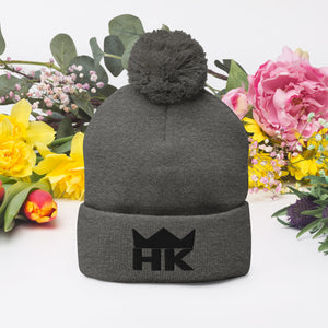 H & K Crown Girl Dad Pom-Pom Beanie