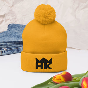 H & K Crown Girl Dad Pom-Pom Beanie