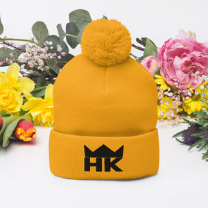 H & K Crown Girl Dad Pom-Pom Beanie