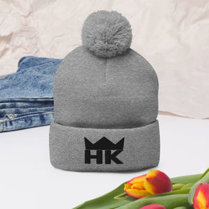 H & K Crown Girl Dad Pom-Pom Beanie