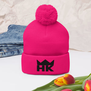 H & K Crown Girl Dad Pom-Pom Beanie