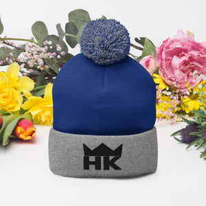 H & K Crown Girl Dad Pom-Pom Beanie